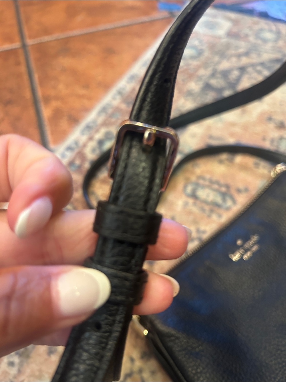 kate spade Black Pebbled Leather Crossbody with Gold Logo - Picture 8 of 10